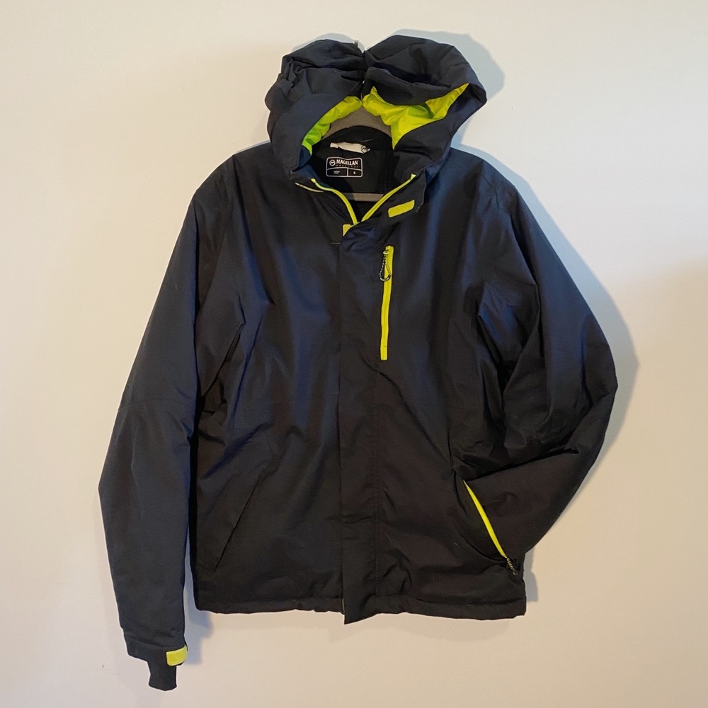 Magellan | Mens ski jacket black + lime green